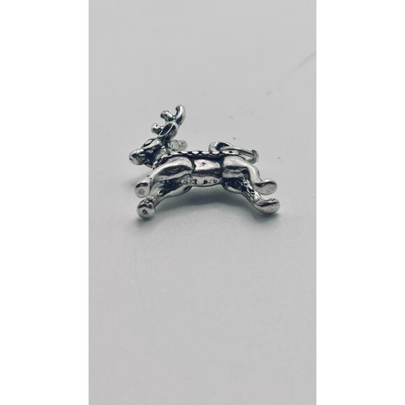 Flying Santa's Reindeer Christmas 925 Solid Sterling Silver Charm - Picture 4 of 4